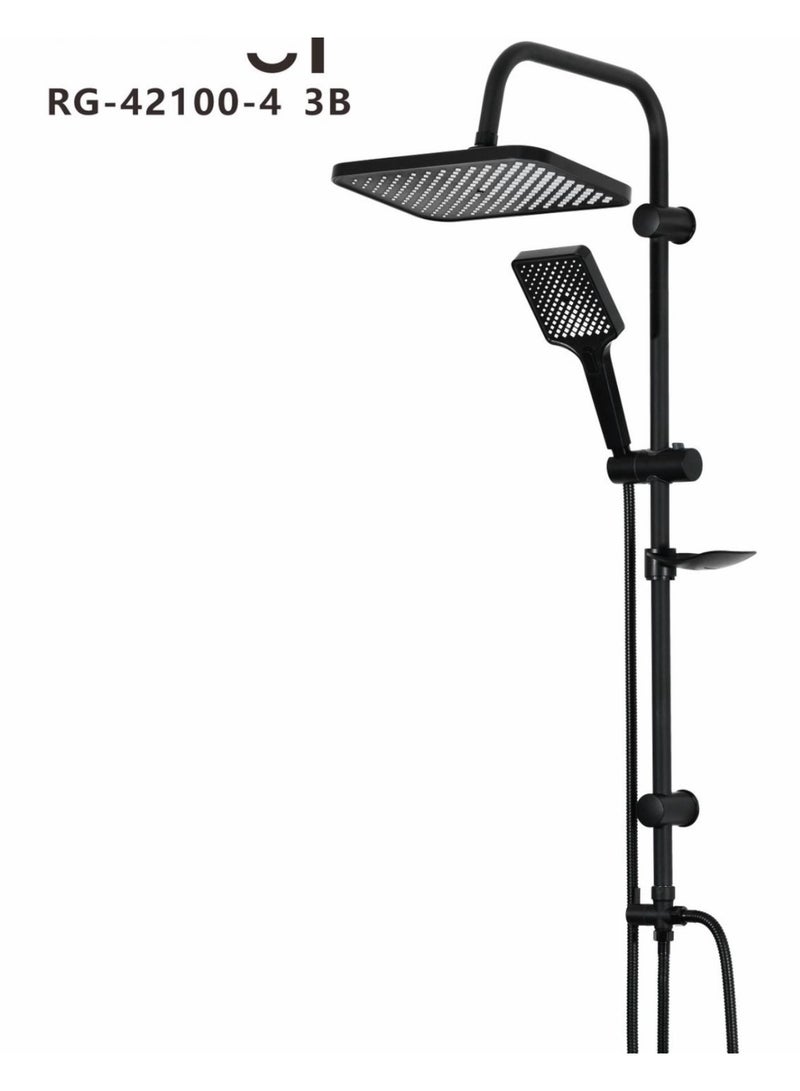 مجموعة دش، دش مطري للحمام، مجموعة واحدة من نظام الدش المكشوف، رأس دش حمام ثلاثي الوظائف، نظام دش عالي الضغط مع حامل رأس دش لاصق للخرطوم، دش محمول بزاوية قابلة للتعديل 2 في 1، مجموعة دش محمولة