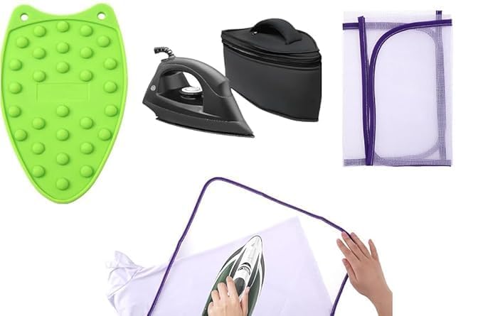 IRON COVERSILICONE IRON REST PADIRONING SCORCH MESH CLOTH PROTECTIVE MATIRON STORAGE CARRY CASE WITH HANDLE AND ZIPPER CLOSERIRON STORAGE POUCH IRON MAT FABRIC PROTECT FROM IRONING