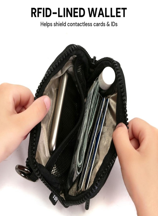YDF 2nd Gen RFID Nylon Wallet for Women, Wristlet Wallet with ID Window, Lipstick Slot and Key Ring, Credit Card Holder - Image 3