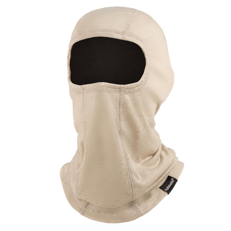 Fullsheild Merino Wool Balaclava Winter Ski Mask Face Mask Cold Weather Gear, Oatmeal, One size - Image 1