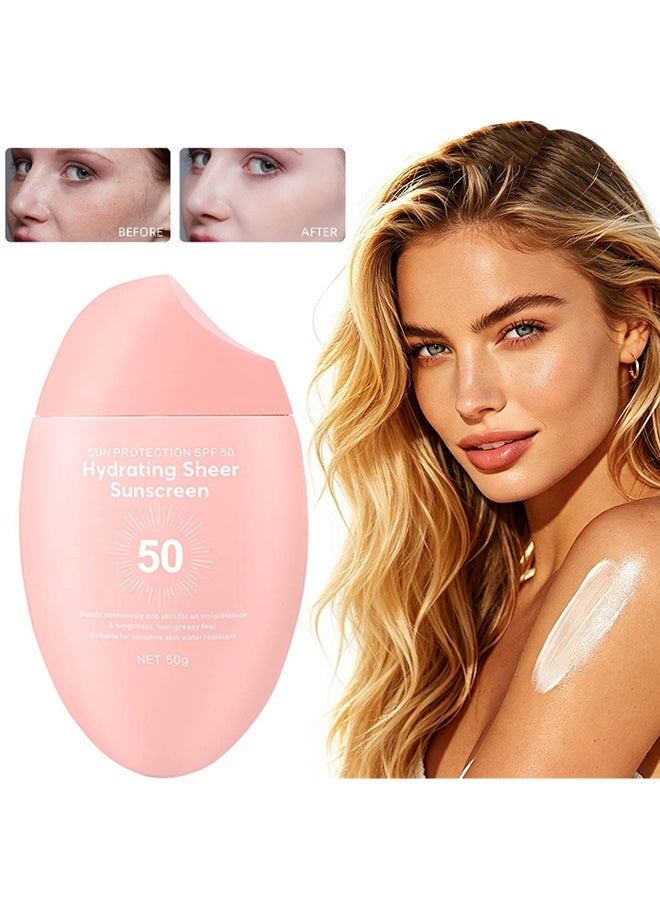 FORMBO Sun Protection SPF 50, Hydrating Sheer Sunscreen, Hydrating Sheer Face Sunscreen, Waterproof & Lightweight Water Gel, Non-Greasy, No White Cast, for Sensitive Skin Daily Use 50g - Image 1
