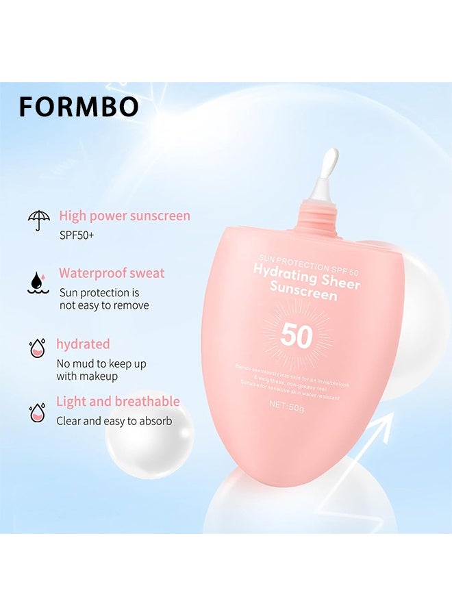 FORMBO Sun Protection SPF 50, Hydrating Sheer Sunscreen, Hydrating Sheer Face Sunscreen, Waterproof & Lightweight Water Gel, Non-Greasy, No White Cast, for Sensitive Skin Daily Use 50g - Image 3