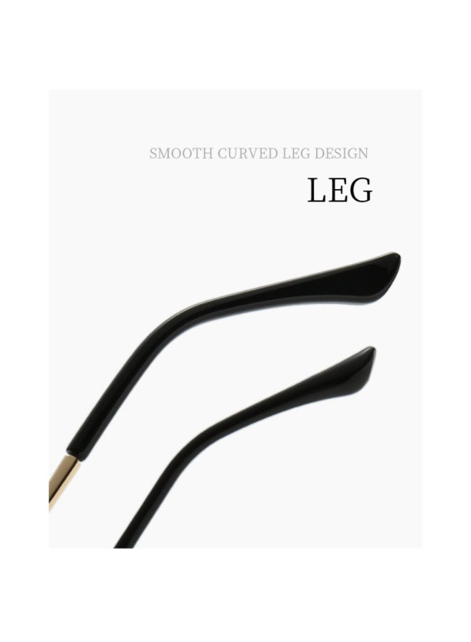 ZESITH New Cut Edge Rimless Glasses, Round Metal Anti Blue Light Myopia Eyeglasses, Premium Plain Glasses - Black Gold C1 - Image 2