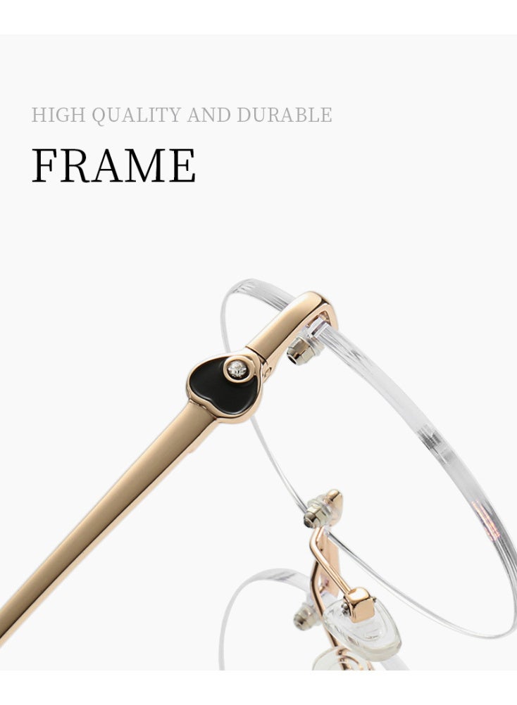ZESITH New Cut Edge Rimless Glasses, Round Metal Anti Blue Light Myopia Eyeglasses, Premium Plain Glasses - Black Gold C1 - Image 4