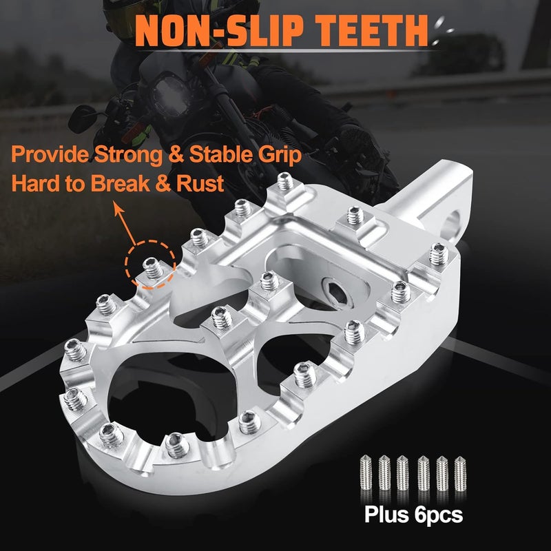 StarknightMT دعامات قدم ستاركنايتMT CNC عريضة وعريضة 360 درجة للدراجات النارية بتصميم تشوبر بوبير متوافقة مع هارلي داينا فاتفوي سبورتستر آيرون 883 فضي - Image 5