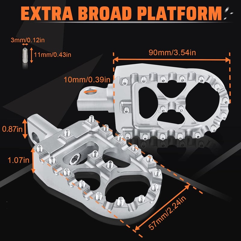 StarknightMT دعامات قدم ستاركنايتMT CNC عريضة وعريضة 360 درجة للدراجات النارية بتصميم تشوبر بوبير متوافقة مع هارلي داينا فاتفوي سبورتستر آيرون 883 فضي - Image 3