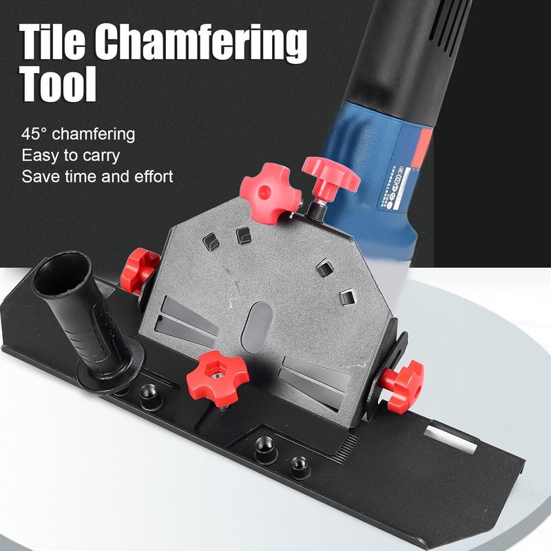 ZJchao 45-Degree Ceramic Tile Chamfering Machine Tool Compatible with 115mm & 125mm Angle Grinders for Stone, Porcelain, and Floor Tile Beveling (Red Screw & Nut) - Image 3