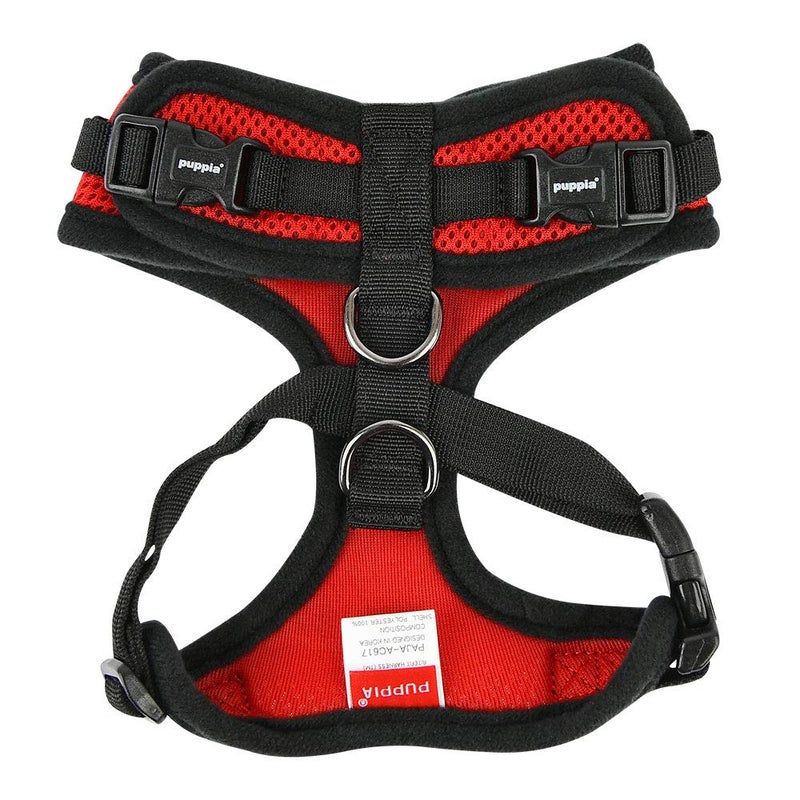 PUPPIA Authentic Puppia RiteFit Harness with Adjustable Neck, Red, Large - Image 2