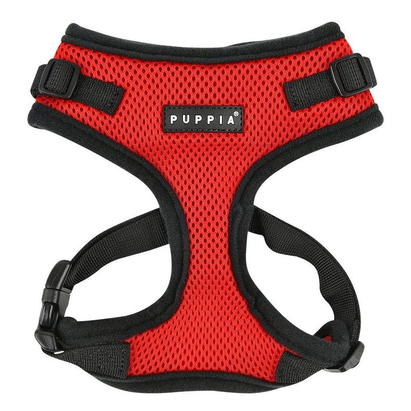 PUPPIA Authentic Puppia RiteFit Harness with Adjustable Neck, Red, Large - Image 1