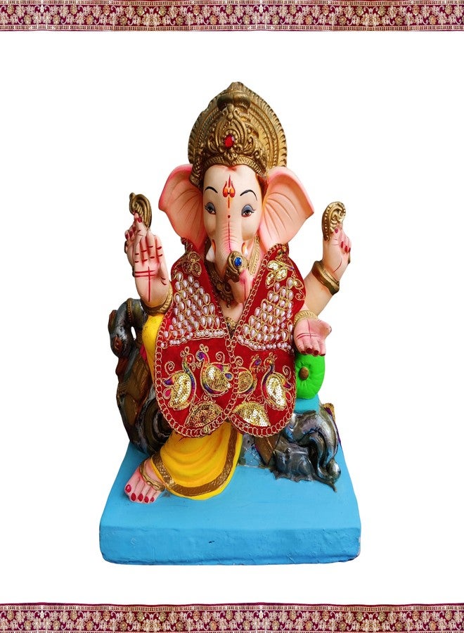 PUNYATVA Ganpati Shela with Moti Design (Red)، Khes، Patka، Uparna Vastra for Gauri Ganpati، Ganesh Chaturthi، Varalakshmi Vratam، Navratri، Durga Puja، إكسسوارات الديكور للأصنام، فستان الله - Image 5