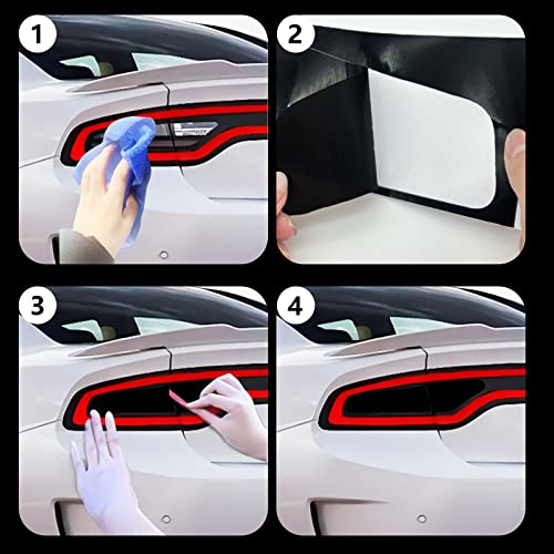 RBOKO Black Taillight Vinyl Tint Film Vinyl Decals Tint Kit Precut Overlays Stickers Compatible with Dodge Charger 2015 2016 2017 2018 2019 2020 2021 Tail Light Wrap Cover - Image 3