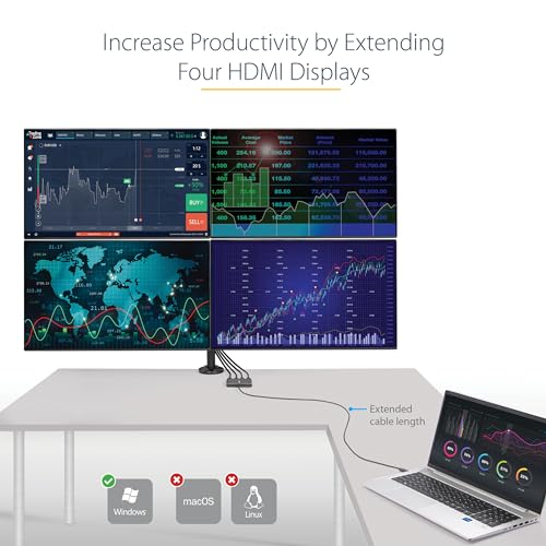 StarTech.com USB 3.0 to Quad HDMI Adapter, USB to 4x HDMI Monitor Converter for Windows, TAA (no support for macOS/ChromeOS/Linux) - Image 4