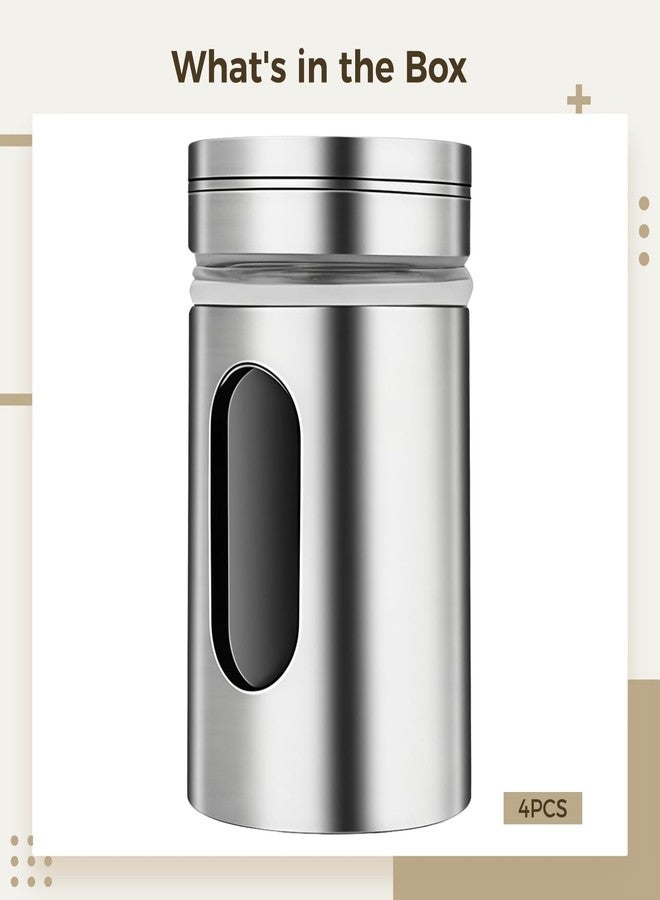 Varku 4 Pcs Salt and Pepper Shakers, Stainless Steel Kitchen Spice Dispensers with Adjustable Pour Holes, Clear Viewing Window, Mini Spice Jars for Salt, Pepper, Sugar, Cinnamon - Image 5