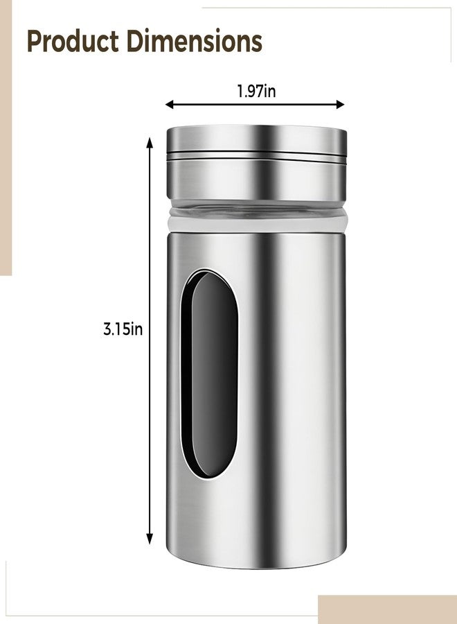 Varku 4 Pcs Salt and Pepper Shakers, Stainless Steel Kitchen Spice Dispensers with Adjustable Pour Holes, Clear Viewing Window, Mini Spice Jars for Salt, Pepper, Sugar, Cinnamon - Image 4