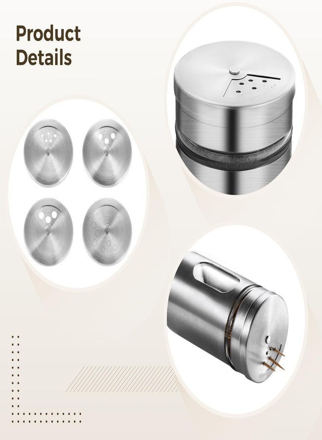 Varku 4 Pcs Salt and Pepper Shakers, Stainless Steel Kitchen Spice Dispensers with Adjustable Pour Holes, Clear Viewing Window, Mini Spice Jars for Salt, Pepper, Sugar, Cinnamon - Image 3