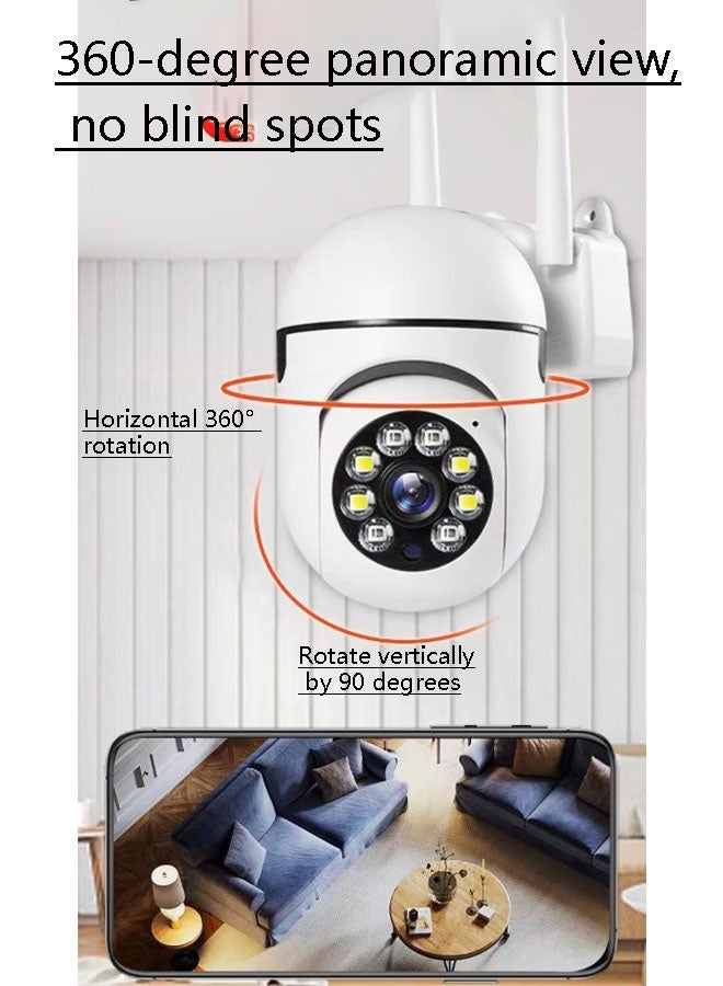 Neutral High-definition Smart Security Camera (without memory card) Wireless Wi-Fi Pan-Tilt Zoom Colour Night Vision Two-Way Audio Motion Detection Suitable for Indoor/Outdoor Use (White) - Image 2
