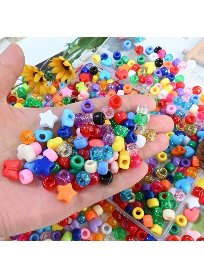 1000  pcs Assorted Acrylic Beads Pony Beads Heart Star Butterfly Beads Large Hole Beads Multi Color for Bracelet Necklace Christmas Valentine's Day Craft Jewelry Making - Image 2