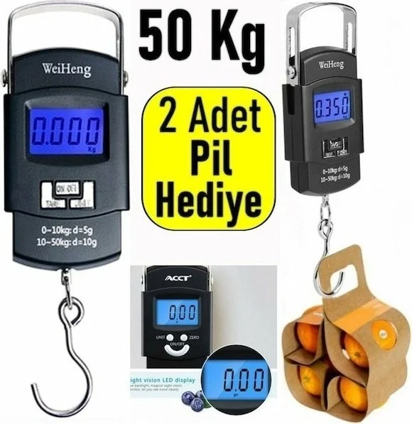 BarkoFix Electronic Hand Scale 50 kg Capacity Portable Hand Scale with Hook Digital LCD Screen Battery Powered Scale Weighing Sensitive