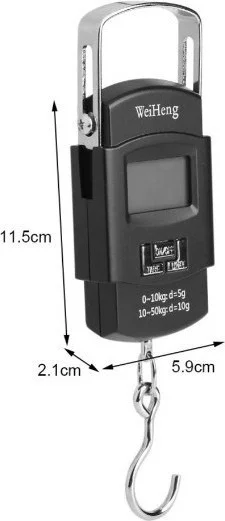 BarkoFix Electronic Hand Scale 50 kg Capacity Portable Hand Scale with Hook Digital LCD Screen Battery Powered Scale Weighing Sensitive
