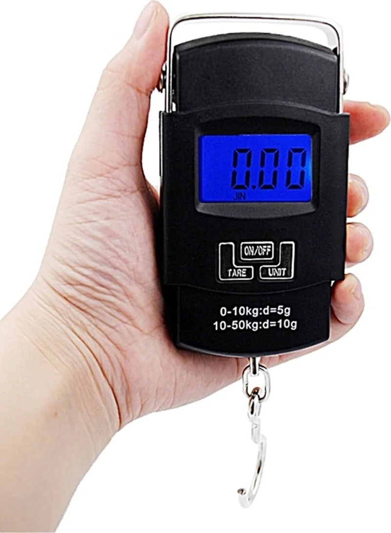 BarkoFix Electronic Hand Scale 50 kg Capacity Portable Hand Scale with Hook Digital LCD Screen Battery Powered Scale Weighing Sensitive