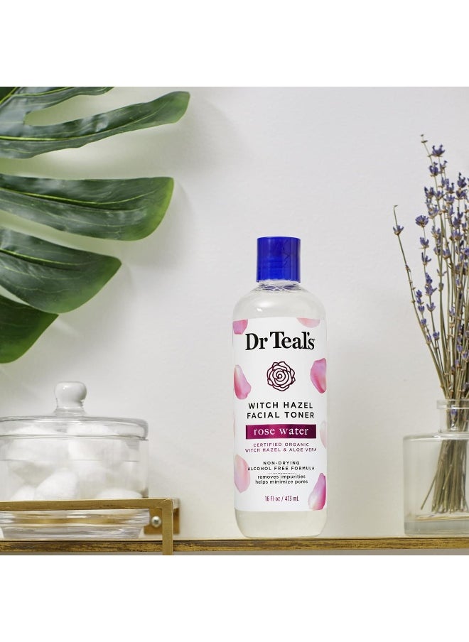 Dr Teal's Witch Hazel Facial Toner, Rose Water, 16 Fl Oz (Pack Of 2)  - Image 5