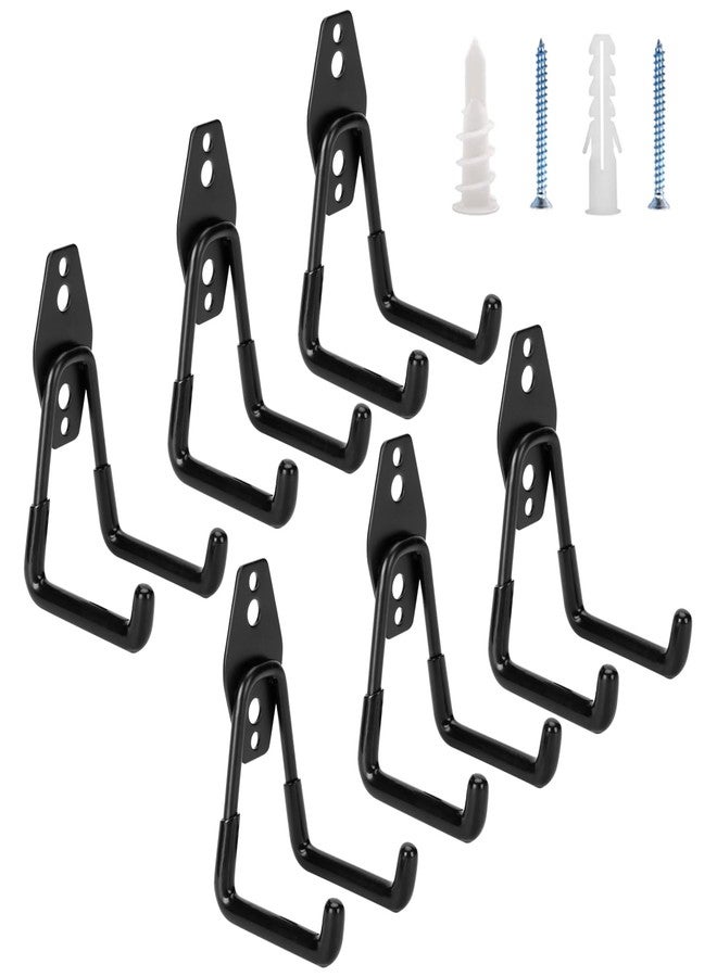 Suprom 6 Pack Garage Hooks Heavy Duty - Supports 100 lbs, Utility Steel Garage Hanger & Organizer for Organizing Garden Lawn Tools, Ladders, Garden Hose, Digging Shovel, Bikes, Ropes - Image 1
