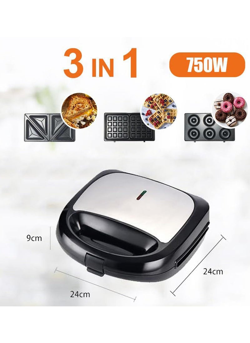 sokany - 3 in 1 Electric Donut Sandwich Baking Machine,Toaster,Waffle Iron,with Removable Non-Stick Plates,Multifunctional Panini Press Grill,Easy to Use & Clean for WaffleMaker - Image 1