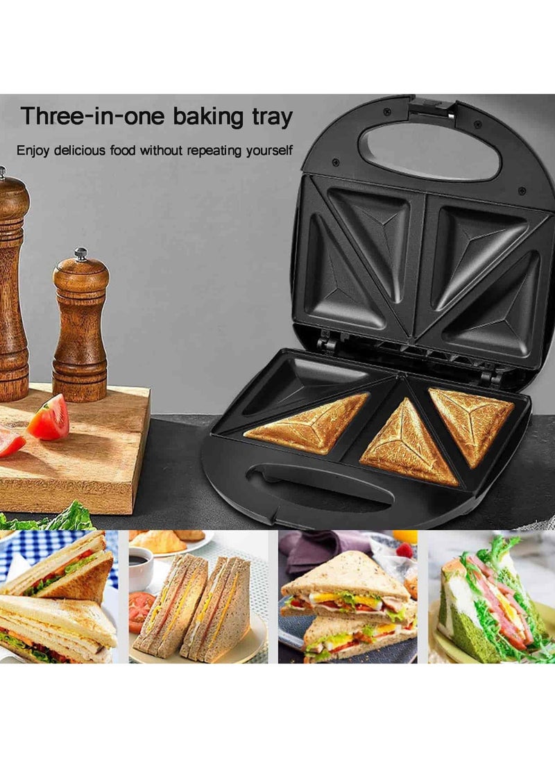 3-In-1 Electric Waffle Maker, Sandwich Toaster & Donut Maker | Non-Stick Removable Plates, Easy Clean | Multifunctional Panini Press & Grill for Breakfast.