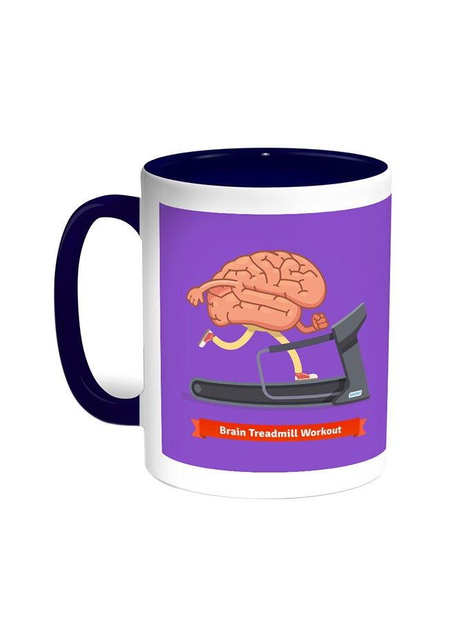 RKN Brain Treadmill Workout Printed Coffee Mug Blue/White 11ounce - Image 1