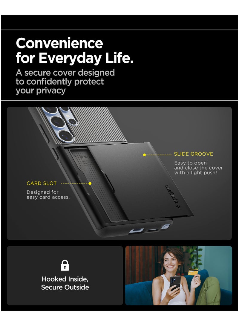 Spigen Slim Armor CS for Samsung Galaxy S25 ULTRA Case Cover (2025) with Card Holder Compartment - Black - Image 4