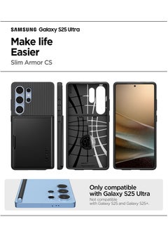 Spigen Slim Armor CS for Samsung Galaxy S25 ULTRA Case Cover (2025) with Card Holder Compartment - Black  - Image 2