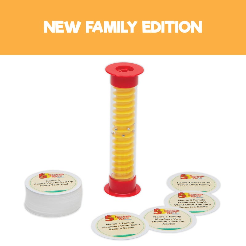 5 Second Rule Family Edition (Mini Tube) - Simple Question Card Game for Family Fun, Party, Kids, Travel, Game Night & Sleepovers - Think Fast and Shout Out Answers - Ages 8+ - Image 2