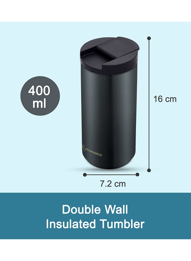 HYDROBREW Double Wall Insulated Tumbler Water Bottle, Black, 400 Ml - Image 5