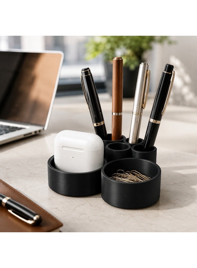 NAYATOPIA  6-Compartment Pen Holder & Desk Organizer for Office and Home, Black - Image 4