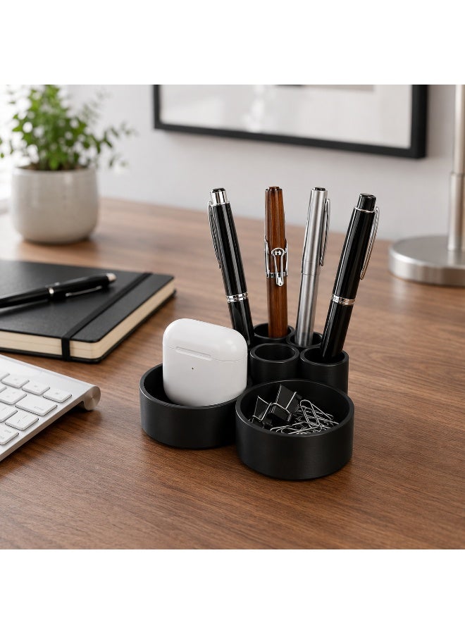 NAYATOPIA  6-Compartment Pen Holder & Desk Organizer for Office and Home, Black - Image 5