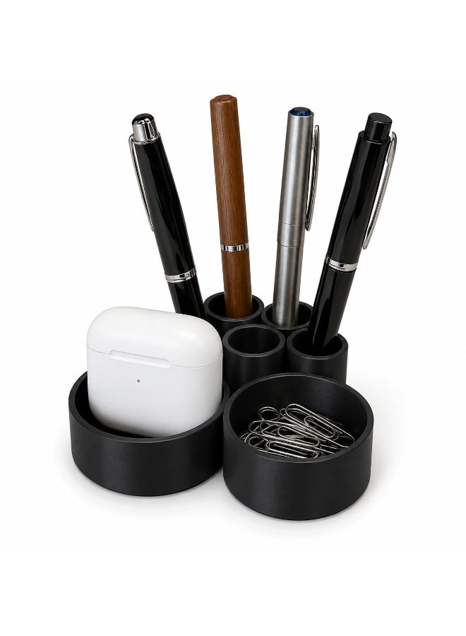 NAYATOPIA  6-Compartment Pen Holder & Desk Organizer for Office and Home, Black - Image 1