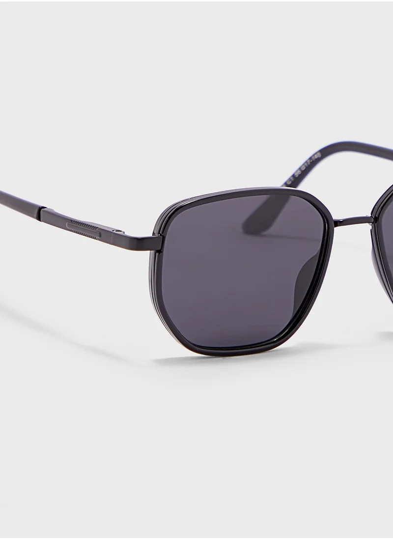 Robert Wood Polarized Lens With Spring Arms Square Aviator Sunglasses