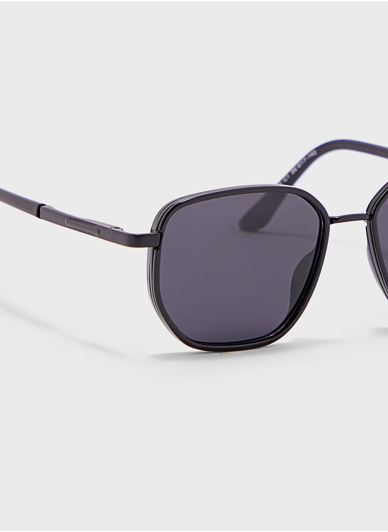 Robert Wood - Polarized Lens With Spring Arms Square Aviator Sunglasses - Image 1