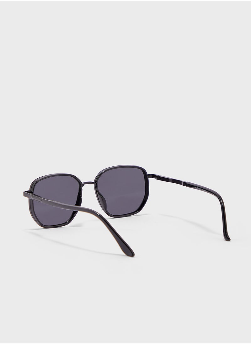 Robert Wood - Polarized Lens With Spring Arms Square Aviator Sunglasses - Image 1