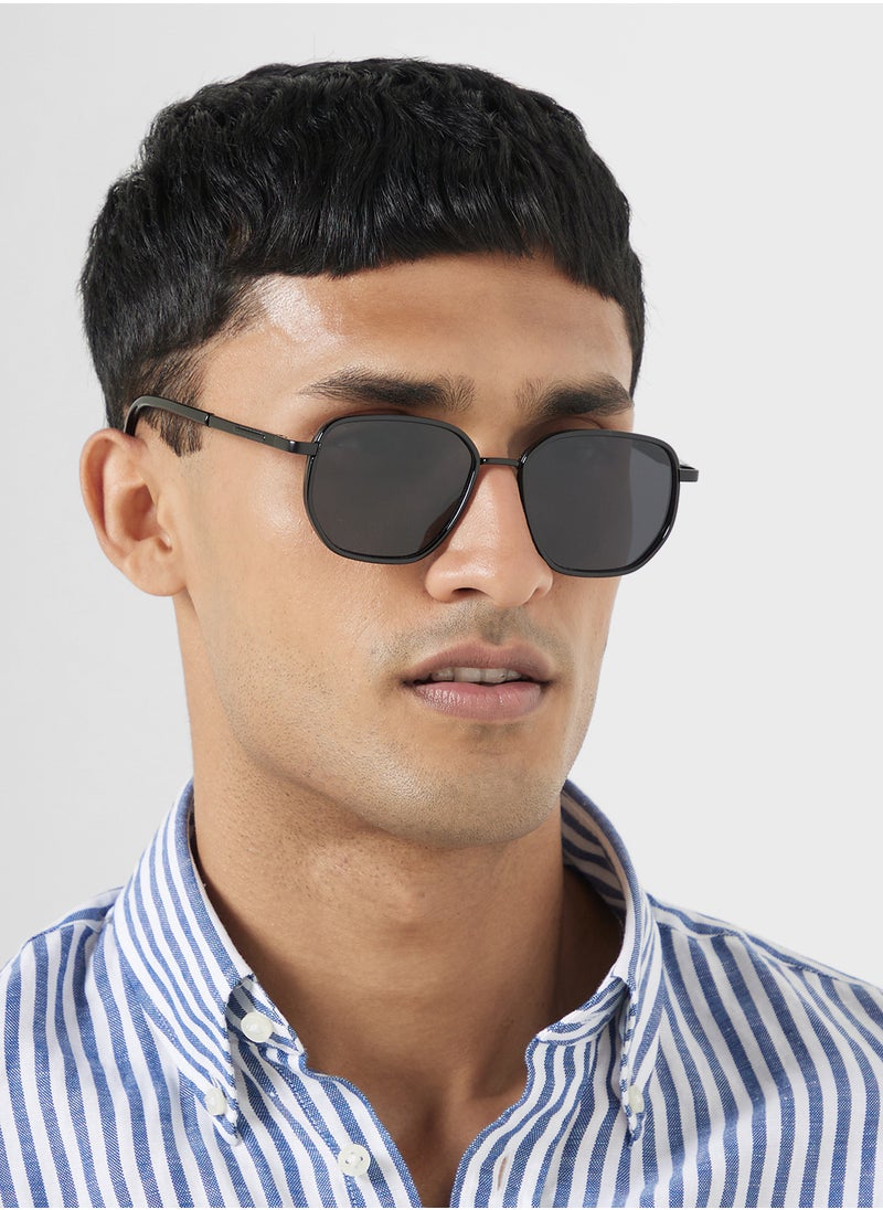 Robert Wood - Polarized Lens With Spring Arms Square Aviator Sunglasses - Image 1