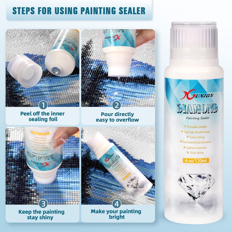 Xgunion Diamond Painting Sealer 3-Pack 360ML 5D Diamond Painting Glue Sealer Diamond Art Glue Sealer Permanent Hold & Shine Effect Diamond Painting Accessories Kits for Diamond Painting and Puzzle Glue (12OZ) - Image 3