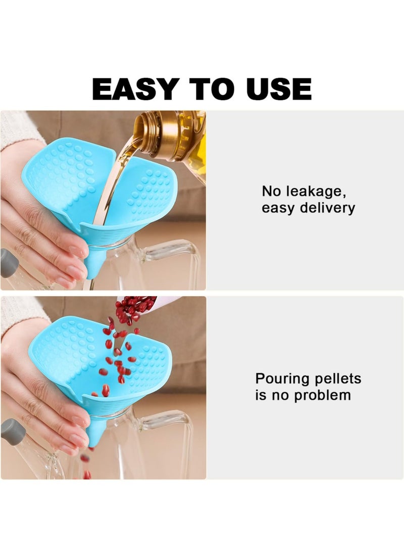 SYOSI Multifunctional Silicone Funnel Insulation Clamp,  4PCS Kitchen Funnel, Heat Insulation Clip For Anti Scalding Dishes, Fan Shaped Silicone Aperture Funnel for Easy Use (Blue)  - Image 5