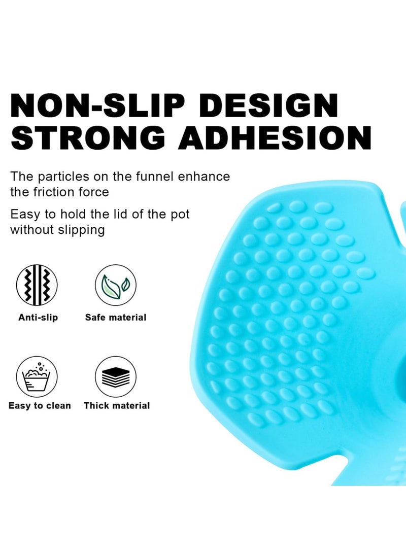 SYOSI Multifunctional Silicone Funnel Insulation Clamp,  4PCS Kitchen Funnel, Heat Insulation Clip For Anti Scalding Dishes, Fan Shaped Silicone Aperture Funnel for Easy Use (Blue)  - Image 4