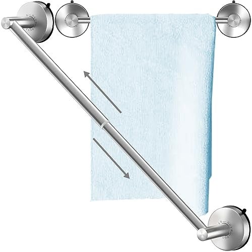 DGYB Adjustable Suction Cup Towel Bar for Bathroom 14 Inch 27 Inch Brushed Nickel Towel Rack Stainless Steel Bath Towel Holder for Glass Shower Door - Image 1