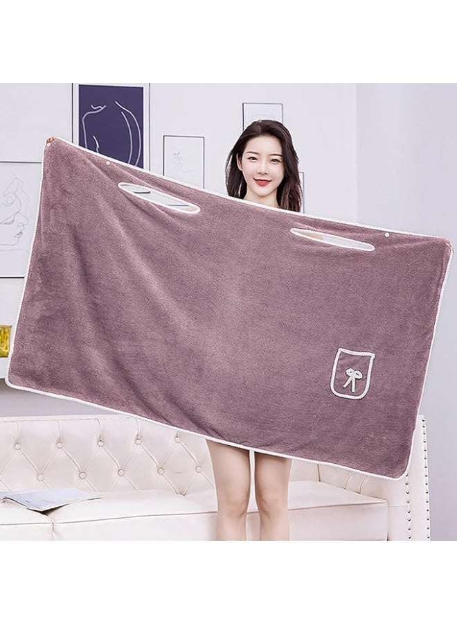 Bluejw Microfiber Beach Towel,Quick Fast Dry Super Bath Towels Absorbent Blanket,Suitable For Travel,Camping,Pool Womens Shower Spa Wrap Towel Bathrobe Set, Soft Cozy Spa Wraps with Snap Closure, Off Shoulder Bathrobe Dress - Image 1