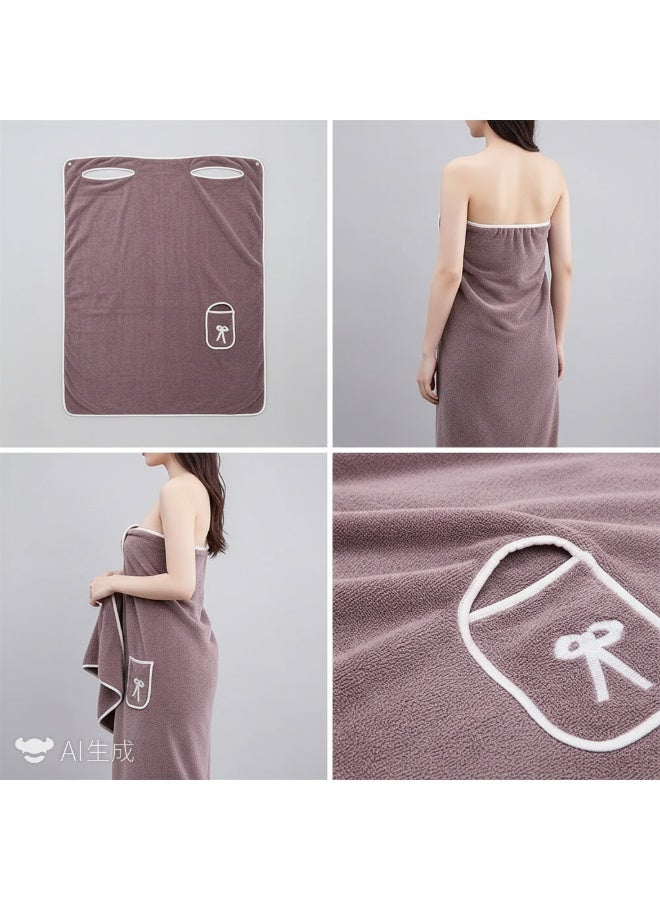 Bluejw Microfiber Beach Towel,Quick Fast Dry Super Bath Towels Absorbent Blanket,Suitable For Travel,Camping,Pool Womens Shower Spa Wrap Towel Bathrobe Set, Soft Cozy Spa Wraps with Snap Closure, Off Shoulder Bathrobe Dress - Image 2