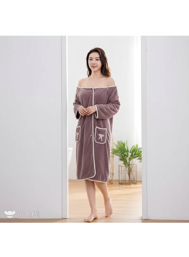 Bluejw Microfiber Beach Towel,Quick Fast Dry Super Bath Towels Absorbent Blanket,Suitable For Travel,Camping,Pool Womens Shower Spa Wrap Towel Bathrobe Set, Soft Cozy Spa Wraps with Snap Closure, Off Shoulder Bathrobe Dress - Image 3