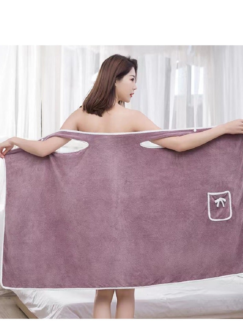 Bluejw Microfiber Beach Towel,Quick Fast Dry Super Bath Towels Absorbent Blanket,Suitable For Travel,Camping,Pool Womens Shower Spa Wrap Towel Bathrobe Set, Soft Cozy Spa Wraps with Snap Closure, Off Shoulder Bathrobe Dress - Image 5