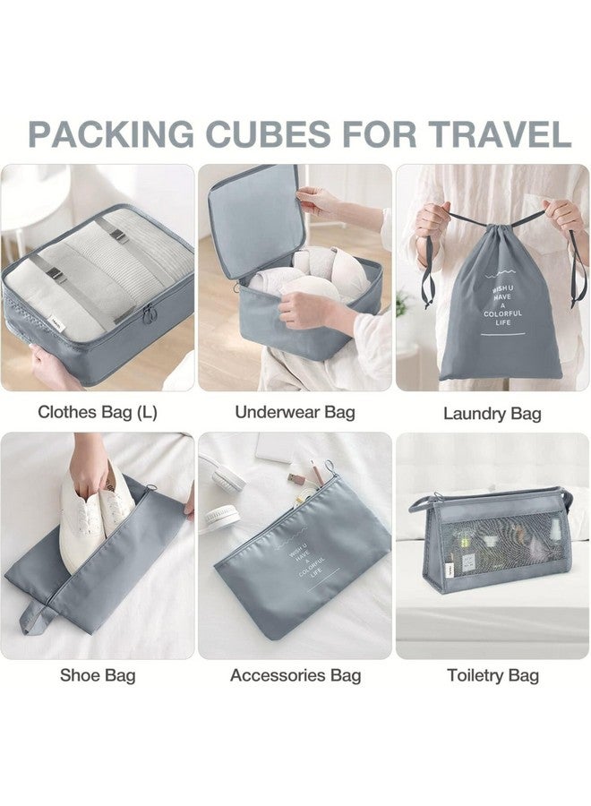 POPCUBE 10 Pcs Travel Organizer Pouch Packing Cubes for Clothes Space Savers Bags Cosmetics/Underwear/Socks/Shoes Toiletry Bag Laundry Organiser (Grey) - Image 3