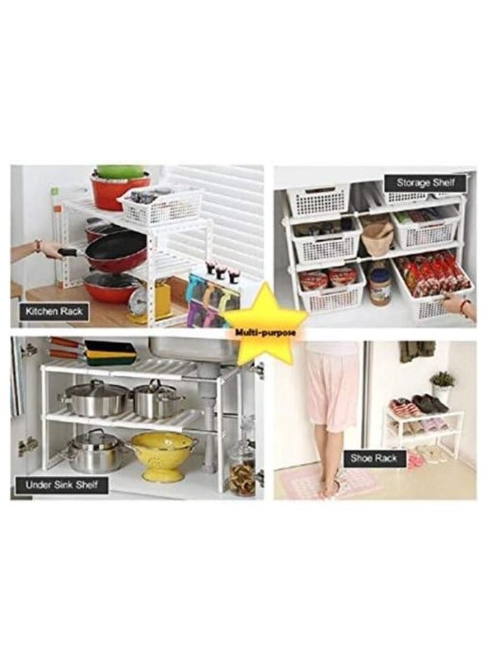 MIRFA Extendible Under Sink Kitchen Shelf Adjustable Storage Organizer Multipurpose Rack - Image 3